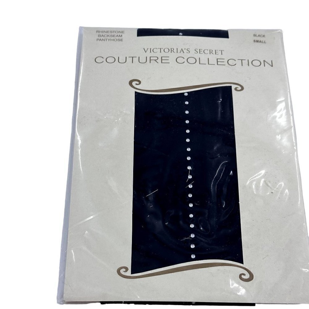 Vintage  Victoria's Secret Couture Collection Rhinestone Backseam Pantyhose Sm